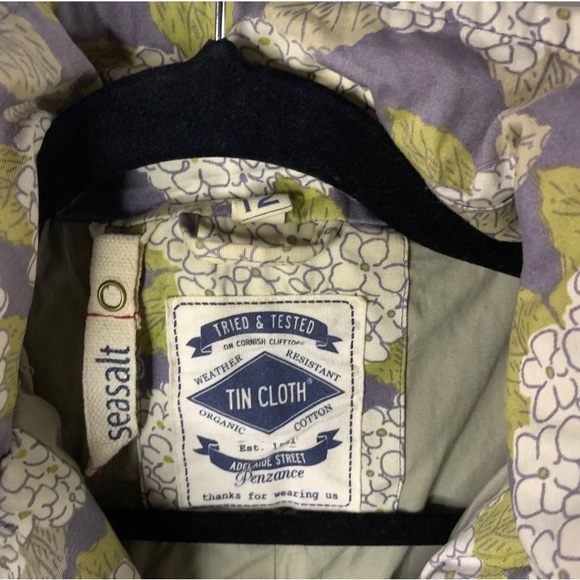 Seasalt UK 12 Seaside Mac Rain Coat Hydrangea  100% Cotton Hood Spring Floral - Picture 4 of 7